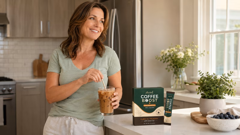 Stirring Akemi Coffee Boost into iced coffee